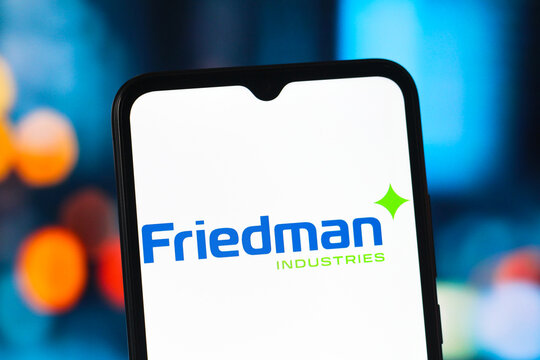 In this photo illustration, the Friedman Industries logo is seen displayed on a smartphone screen.