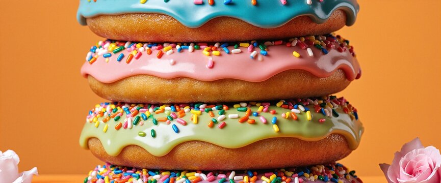Stack of colorful donuts