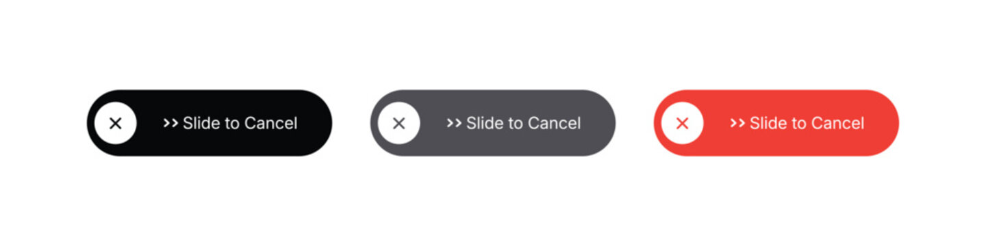 Slide to Cancel Toggle Switch UI Elements. Mobile Application Order Abortion button. Vector Illustration.