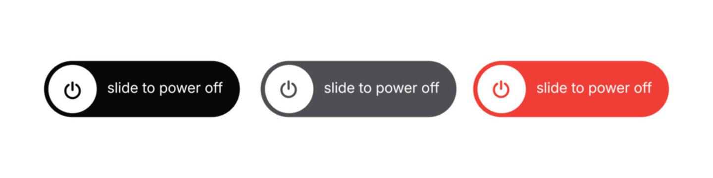 Slide to Power Off Toggle Switch UI Elements. Mobile Smartphone System Shutdown Interface, Device Restart Action, Control Components. Vector Illustration.