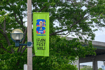 Naklejka premium FIFA Fan Festival 2026 banner displayed in Toronto Canada