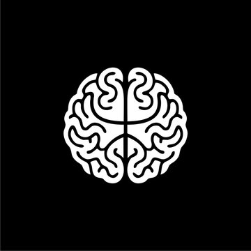 Brain Illustration White Icon.