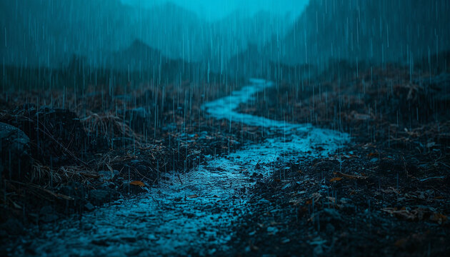 Rainy stream muddy mire landscape desktop wallpaper