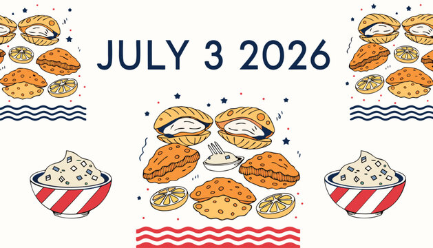 Hand drawn illustration of tasty empanadas with bowls of sauce