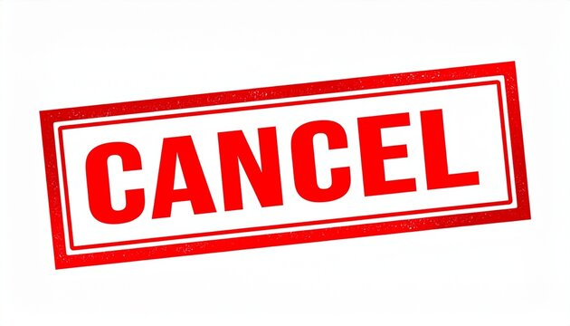 Red stamp design showing bold uppercase &ldquo;CANCEL&rdquo; mark