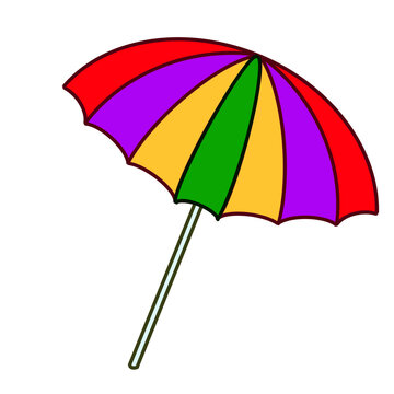 Tilted Colorful Beach Umbrella