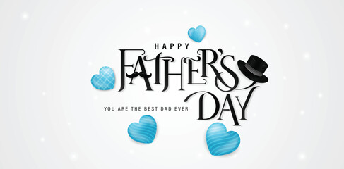 Obraz premium Illustration of happy father's day text and love for social media posts ads campaign marketing