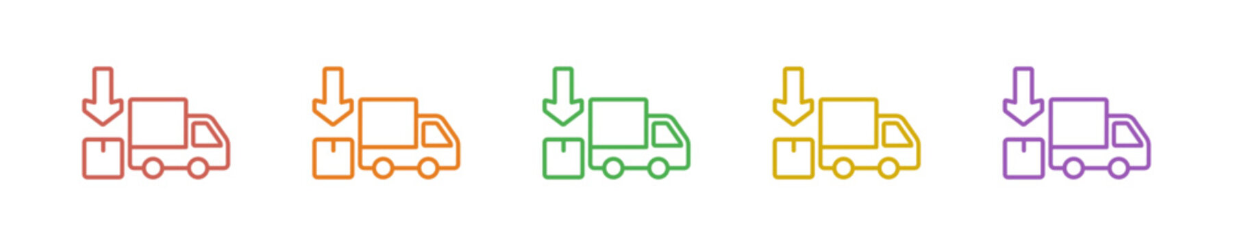 Unloading Icon Set Multiple Style Collection. Vector Illustration Concept Designed In Line Colorful Style