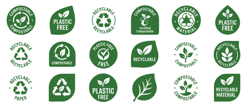 Eco friendly sales stickers labels collection vector illustration for sustainable products