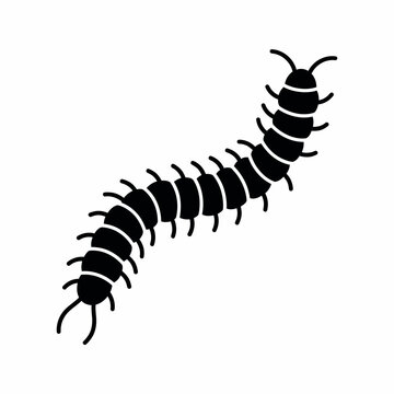 Simple millipede silhouette vector graphic with millipede silhouette arthropod