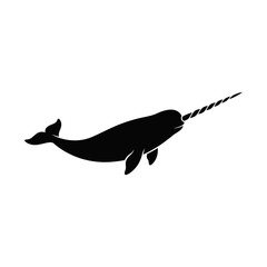 Narwhal silhouette graphic element isolated on white background with silhouette © hi