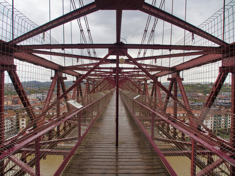 Vizcaya bridge walking path structure in spain