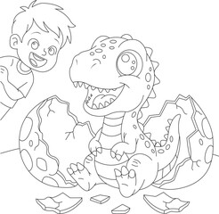 Cute Dinosaur Coloring Page for Kids © SajalKumar