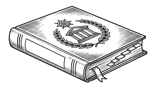 Antique Legal Book with Emblem and Bookmark.