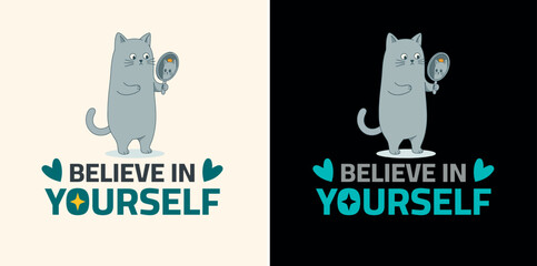 Cute Cat Looking in Mirror Illustration © Mohammedraihanul