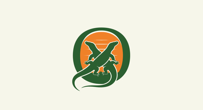 Green Lizard Logo with Circular Design.