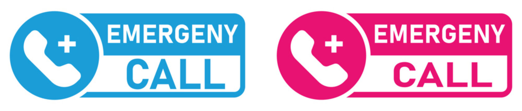 Vibrant emergency call buttons with telephone and medical cross symbols for urgent assistance