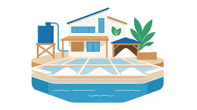 Luxurious poolside retreat with lounge chairs and palm trees.