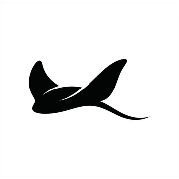 Dynamic stingray silhouette icon floating in water with stingray, silhouette
