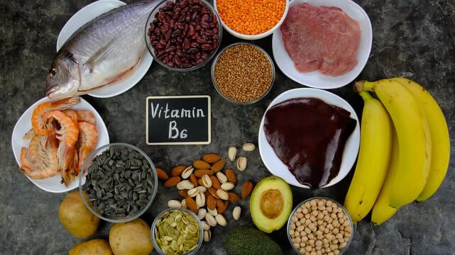 Foods that contain vitamin B6. Selective focus.