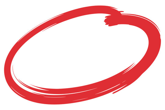 Red hand drawn circle highlight for marking important information on transparent background image