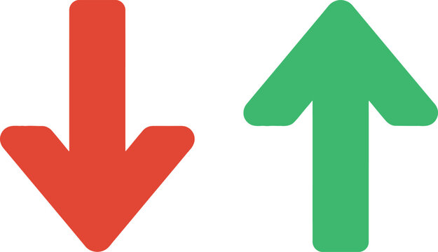 Red arrow pointing down and green arrow pointing up