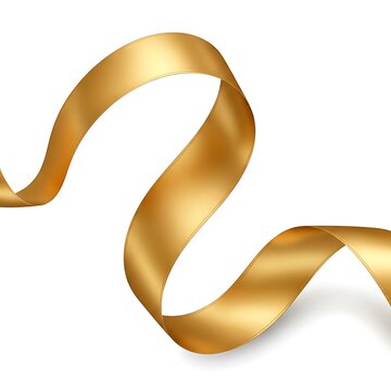 Golden ribbon swirl isolated on white background