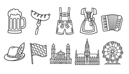 Obraz premium Oktoberfest Beer Festival Icons.