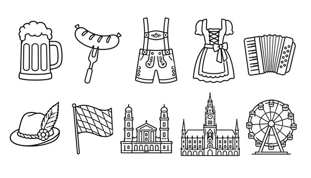 Oktoberfest Beer Festival Icons.