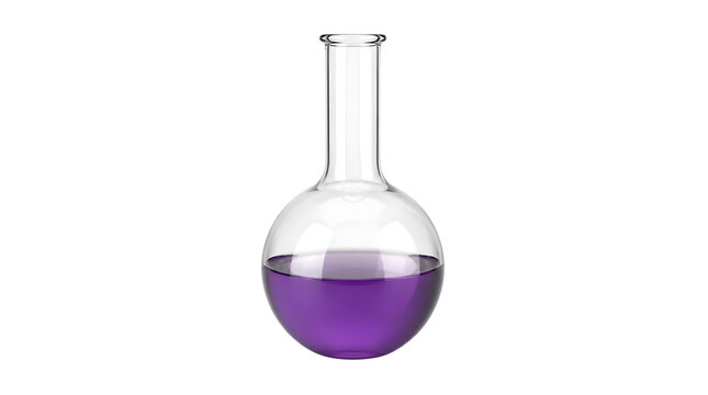 Round Bottom Flask with Purple Liquid for Science Experiments