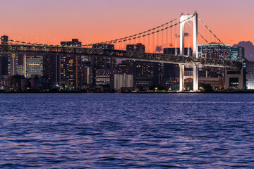 Obraz premium レインボーブリッジと湾岸高層ビル群の夜景 