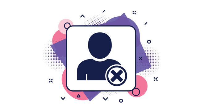 Professional delete user interface icon featuring a dark silhouette of a person and a cancellation cross symbol.