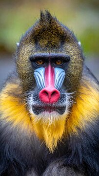 Colorful mandrill monkey