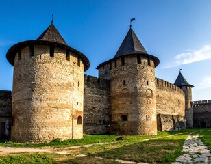 Fototapeta premium Ancient stone fortress with towers