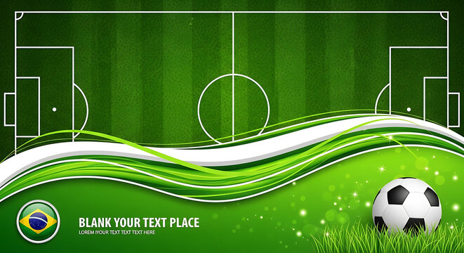 Soccer field background with grass and classic ball design football background template copy space athletic tournament championship training professional competition grassland