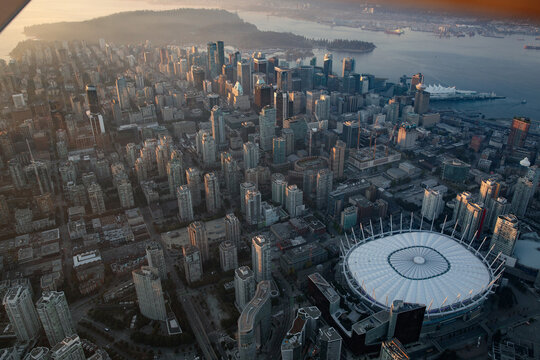 Aerial view of a Vancouver, BC