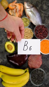 Foods that contain vitamin B6. Selective focus.