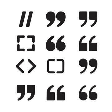 Set of various quotation marks and brackets icons