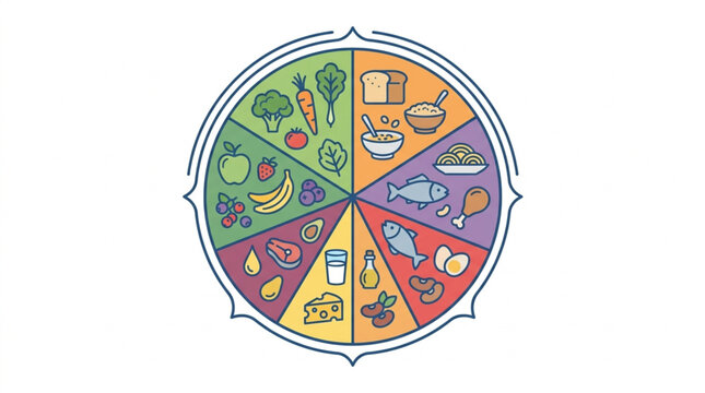 Healthy Eating Food Group Wheel Chart Illustration.