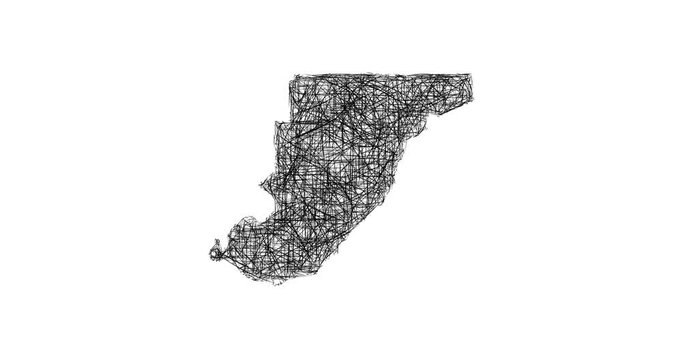 Sketch Monroe outline map animation - smooth progressive reveal