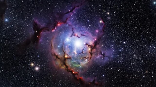 Nebula Swirls in the Vast Expanse of Space with Colorful Stars
