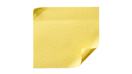 Bent corner of yellow sticky note paper with textured surface isolated on transparent background post it memo pad adhesive curled edge © ATIQULISLAM