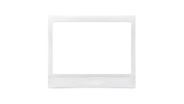 White rectangular instant photo frame with a blank space isolated on transparent background polaroid empty object studio shot clean graphic