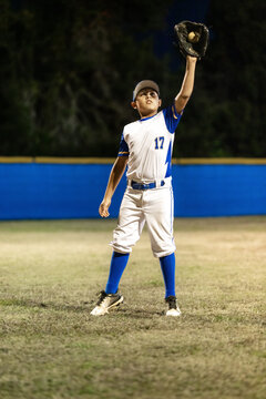 Player Catches Ball in Baseball