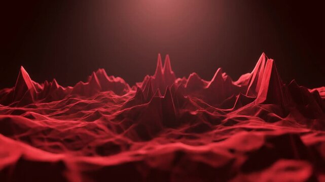 Abstract red low poly mountain landscape background