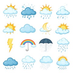 Obraz premium Cartoon weather icons