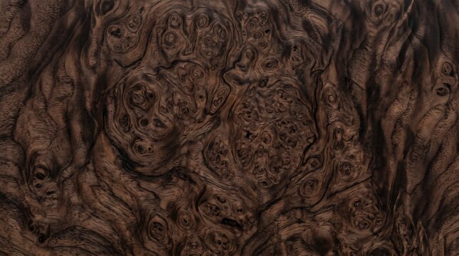 Dark walnut burl wood grain texture background