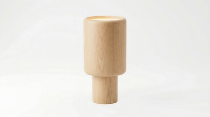 Obraz premium Minimalist wooden table lamp on white background