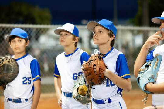 Baseball Team Hears Coach Talk Before Game