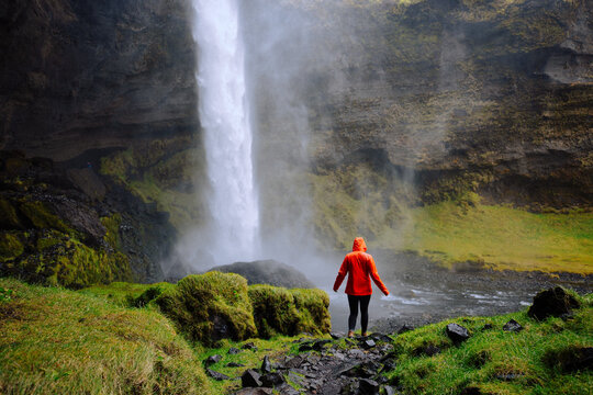 Exploring a Waterfall in Iceland